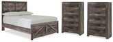 Hoover Furniture Outlet - Ashley Furniture - Wynnlow Full Crossbuck Panel Bed and 2 Chests - Full Crossbuck Panel Bed and 2 Chests - B440B40